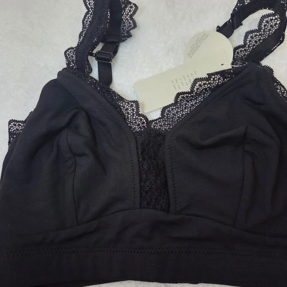 NWT Parfait Dalis P5641 Women's Full Busted Curvy Wire Free Bralette Black 34H - Picture 2 of 6